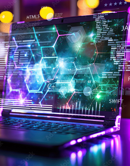 Contagious Designs blue digital image of building a website on laptop