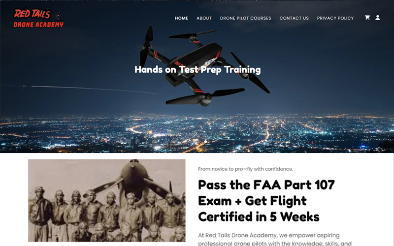 Red Tails Drone Academy Website Screenshot
